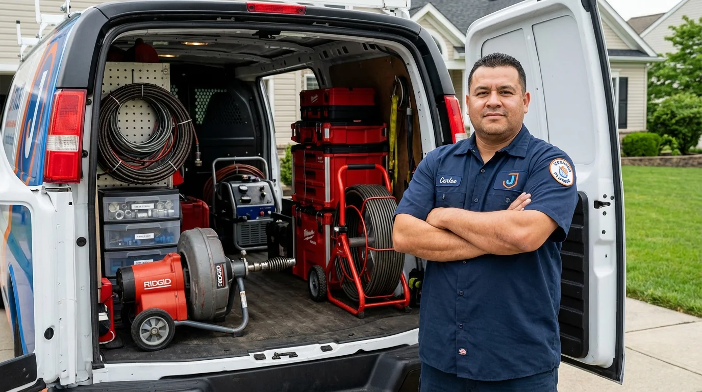 Professional drain cleaning equipment and Johns Plumbing LLC plumber in Glen Ellyn
