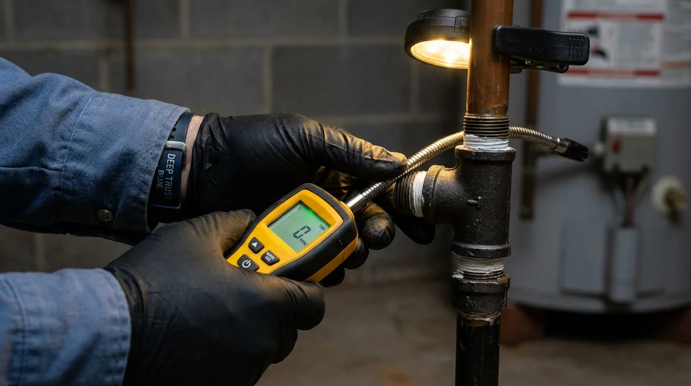 Gas leak detection with electronic sniffer by Johns Plumbing LLC in Glen Ellyn