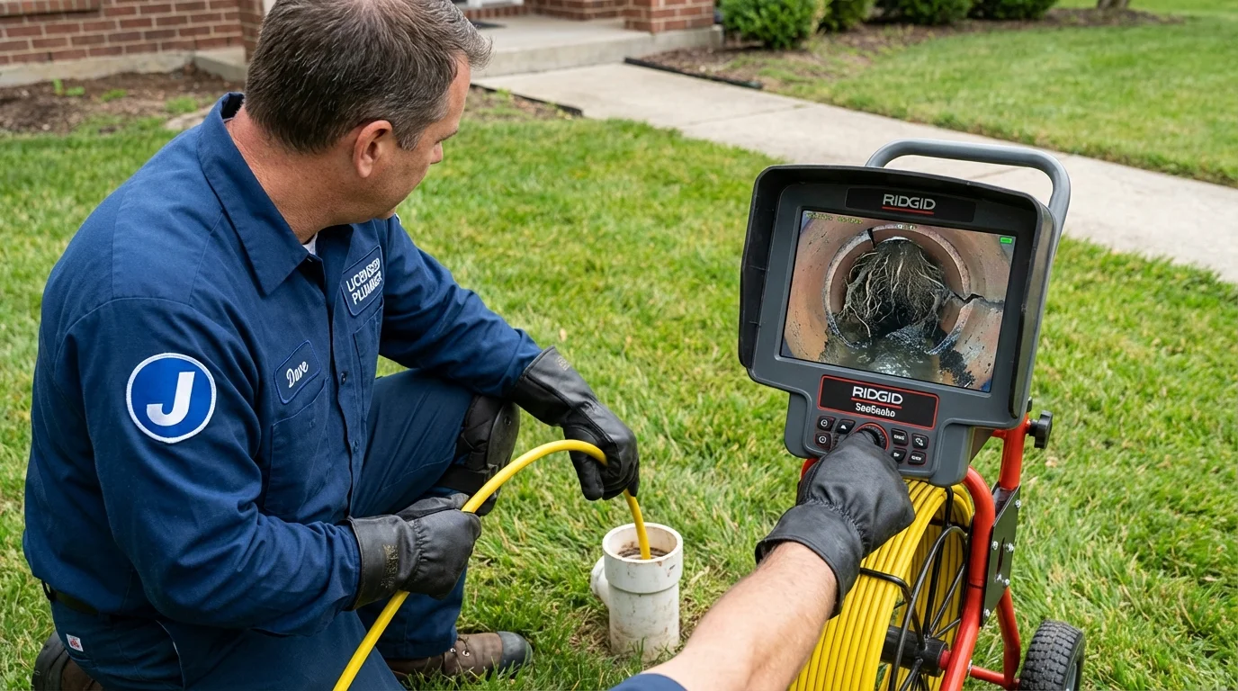 Sewer camera inspection being performed by Johns Plumbing LLC in Glen Ellyn